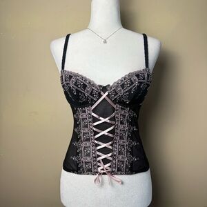 Vintage Y2K Sophie B Lace-Up Corset Top – Coquette Mall Goth Bustier